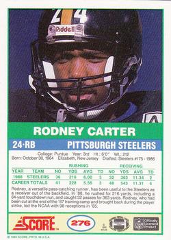 1989 Score #276 Rodney Carter Back