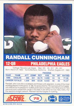 1989 Score #75 Randall Cunningham Back
