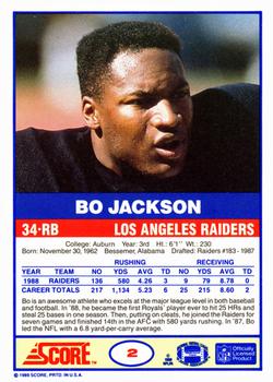 1989 Score #2 Bo Jackson Back