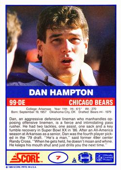 1989 Score #7 Dan Hampton Back