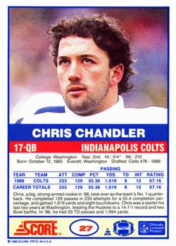 1989 Score #27 Chris Chandler Back