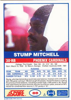 1989 Score #88 Stump Mitchell Back