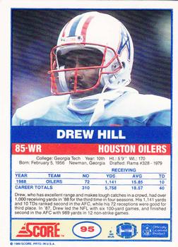1989 Score #95 Drew Hill Back