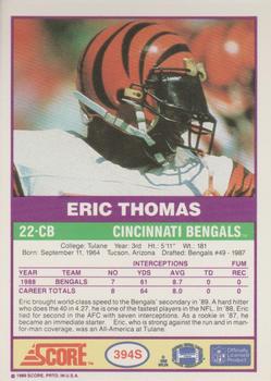 1989 Score Supplemental #394S Eric Thomas  Back