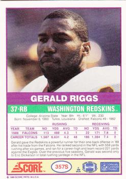 1989 Score Supplemental #357S Gerald Riggs  Back