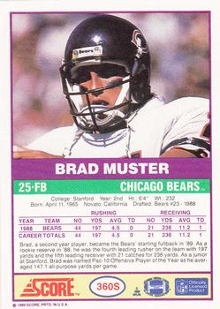 1989 Score Supplemental #360S Brad Muster  Back