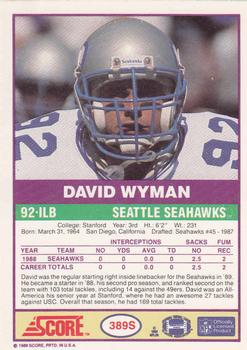 1989 Score Supplemental #389S David Wyman  Back