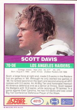 1989 Score Supplemental #401S Scott Davis  Back