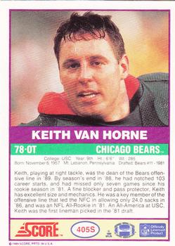 1989 Score Supplemental #405S Keith Van Horne  Back