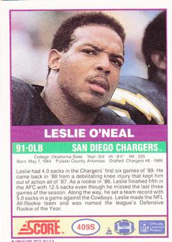 1989 Score Supplemental #409S Leslie O'Neal  Back