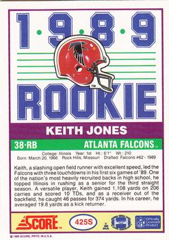 1989 Score Supplemental #425S Keith Jones  Back