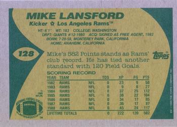 1989 Topps #128 Mike Lansford Back