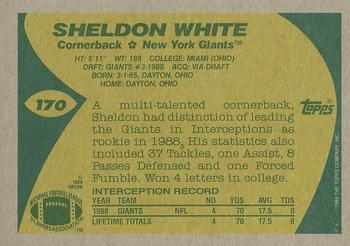 1989 Topps #170 Sheldon White Back