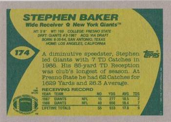 1989 Topps #174 Stephen Baker Back
