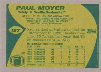 1989 Topps #187 Paul Moyer Back