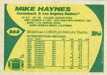 1989 Topps #268 Mike Haynes Back