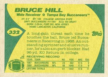 1989 Topps #332 Bruce Hill Back