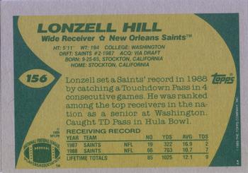 1989 Topps #156 Lonzell Hill Back