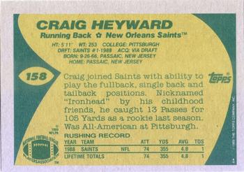 1989 Topps #158 Craig Heyward Back