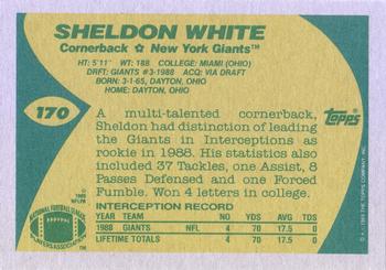 1989 Topps #170 Sheldon White Back