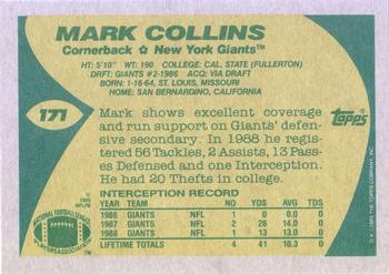 1989 Topps #171 Mark Collins Back