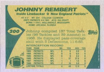 1989 Topps #200 Johnny Rembert Back