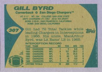 1989 Topps #307 Gill Byrd Back