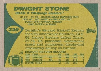 1989 Topps #320 Dwight Stone Back