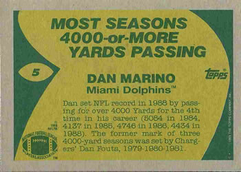 1989 Topps #5 Dan Marino Back