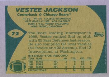 1989 Topps #72 Vestee Jackson Back