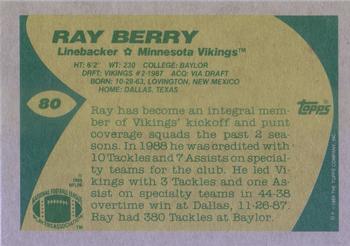 1989 Topps #80 Ray Berry Back