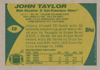 1989 Topps #13 John Taylor Back