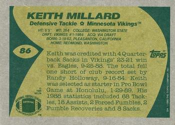 1989 Topps #86 Keith Millard Back