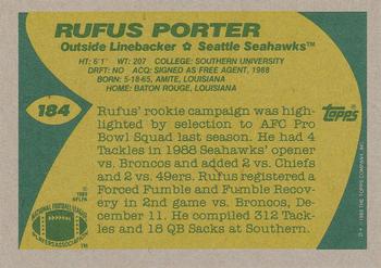 1989 Topps #184 Rufus Porter Back
