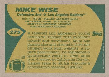 1989 Topps #275 Mike Wise Back