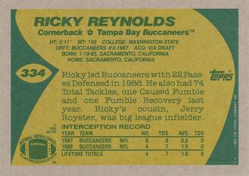 1989 Topps #334 Ricky Reynolds Back