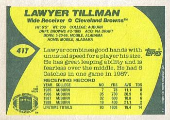 1989 Topps Traded #41T Lawyer Tillman Back
