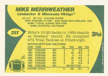 1989 Topps Traded #25T Mike Merriweather Back