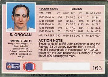 1990 Action Packed #163 Steve Grogan Back