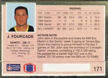 1990 Action Packed #171 John Fourcade Back