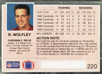 1990 Action Packed #220 Ron Wolfley Back