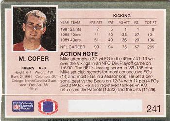 1990 Action Packed #241 Mike Cofer Back