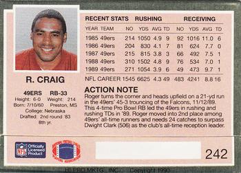 1990 Action Packed #242 Roger Craig Back