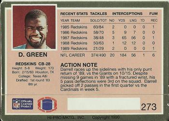 1990 Action Packed #273 Darrell Green Back