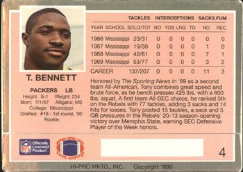 1990 Action Packed Rookie/Update #4 Tony Bennett Back