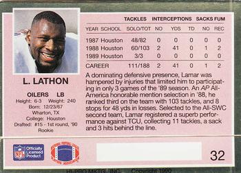 1990 Action Packed Rookie/Update #32 Lamar Lathon Back