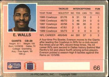 1990 Action Packed Rookie/Update #66 Everson Walls Back