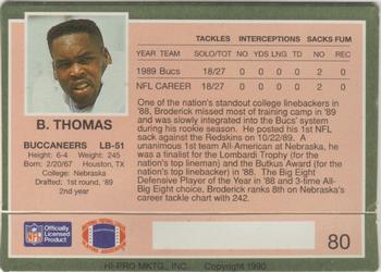 1990 Action Packed Rookie/Update #80 Broderick Thomas Back