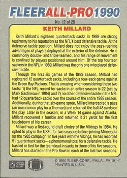 1990 Fleer - All-Pro #12 Keith Millard Back