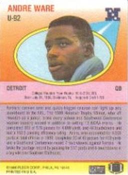 1990 Fleer Update #U-92 Andre Ware Back